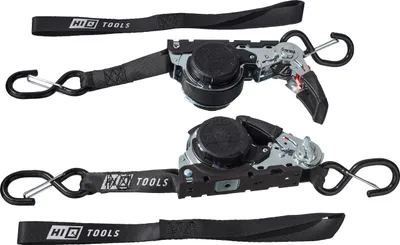 Produktbild von Hi-Q Tools Automatik Spanngurte 2er-Set Schwarz mit S-Haken & Schlaufen