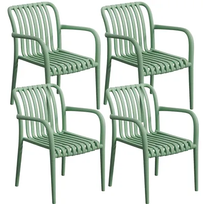 Produktbild von di volio Gartenstuhl Set CARISI, Kunststoff-Gartenstühle 4er Set für Balkon & Terrasse - grün
