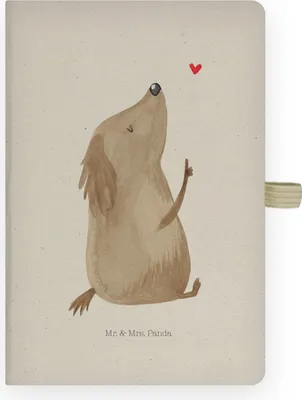 Produktbild von Mr. & Mrs. Panda Tagebuch Hund Liebe - Transparent - Geschenk, Hunde, notizbuch, Herz, Journal, Notizheft, Kladde, Sprüche, Skizzenbuch