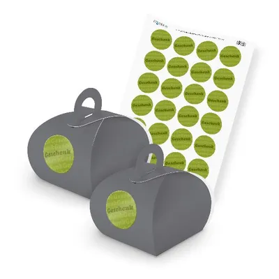 Produktbild von itenga SET Geschenk (Motiv 4) 24xGeschenkschachtel mit Griff grau + Stickerbogen
