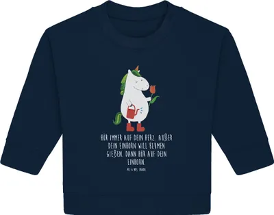 Produktbild von Mr. & Mrs. Panda Organic Baby Pullover Einhorn Gärtner 6. - 12. Monat - French Navy - Geschenk, Unicorn, Blume, Bullover, Einhörner, Stiefel, Garten, Gießkanne