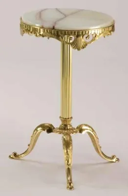 Immagine prodotto di Casa Padrino - Tavolino barocco panna/oro Ø 32 x h. 50 cm - Tavolino rotondo in ottone con piano in pietra artificiale onice - Mobili barocchi - Qualità lussuosa - Italy