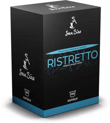 A product box for coffee capsules.