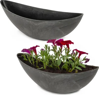 Produktbild von Große Pflanzschalen oval, schwarz 39 cm für außen
