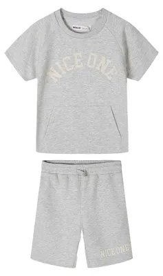 Immagine prodotto di Minoti - Maglietta e pantaloncini per bambino, tasca a marsupio MN736 (116) (grigio)