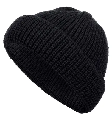 Produktbild von modAS Schippermütze Mütze Wollmütze Strickmütze - Wolle Wintermütze aus 100% Schurwolle in Schwarz