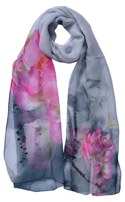 Productafbeelding van Clayre & Eef, gestreept dameschals, 50x160 cm, grijs, synthetisch materiaal