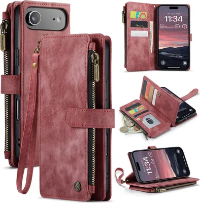 Produktbild von iPhone Air Hülle - CaseMe C30 Klapphülle mit Brieftasche - Rot
