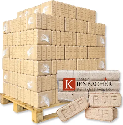 Produktbild von 800 kg RUF Briketts Hartholzbriketts aus Buche und/oder Eiche | 80 x 10 kg Holzbrikett auf Palette | Energie Kienbacher®