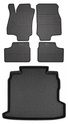 Productafbeelding van Rubberen automatten + kofferbakmat voor Opel Astra III H 2007-2010 (sedan) – 5-delig, zwart, op maat – Wielganizator SolidPRO