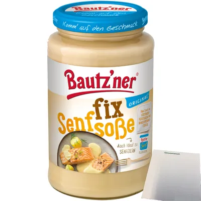 Produktbild von Bautz´ner Senfsoße schnell und lecker (400ml Glas) + usy Block