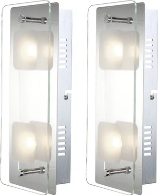 Produktbild von 2x LED Wandleuchte, chrom, Glas, satiniert, Länge 28 cm