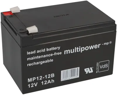 Image de Multipower Batterie au plomb MP12-12B Pb 12V 12Ah VdS G114091, Faston 6,3