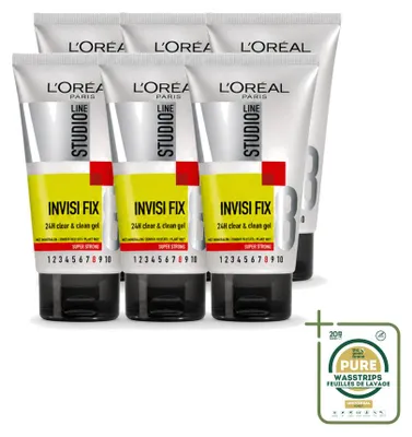 Productafbeelding van 6 x L'Oréal Paris Studio Line Invisi Fix 24h Helder & Zuiver Haargel 150 ml - Voorraadpakket - 6 stuks