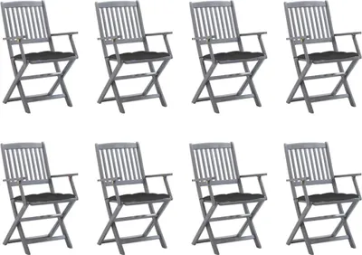 Produktbild von Klappbare Gartenstühle 8 Stk. mit Kissen Massivholz Akazie