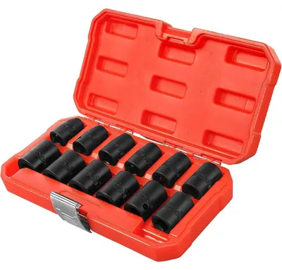 Image de Jeu de clés à douille de 12 pièces, de 10 à 21 mm, 1/2 pouce, en acier chromevanadium, avec coffret