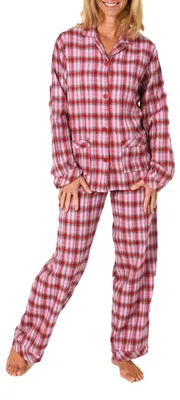 Obrázek produktu pro Dámské flanelové pyžamo s kostkovaným vzorem s knoflíky - 281 201 15 531 ; červené , 40 cm