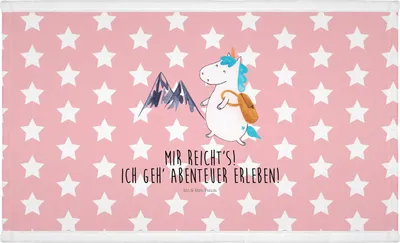 Produktbild von Mr. & Mrs. Panda Handtuch Einhorn Bergsteiger - Rot Pastell - Geschenk, gesichtstuch, 50x100, Reisen, Berge, Unicorn, Flauschtuch, Händehandtuch, Urlaub, Einhörner