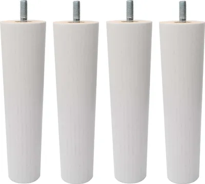 Produktbild von Natural Goods Berlin FUSION Legs, Massivholz Möbelfüße, Möbelbeine für Betten, Sofas und Schränke, Weiß, 17 cm, 4 Stück