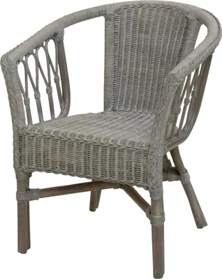 Produktbild von KRINES HOME Stapelbarer Rattansessel, Rattanstuhl/Bistro-Sessel Balkonsessel in der Farbe Royal Grau