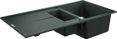 Produktbild von GROHE K400, Aufsatzwanne, Rechteckig, Quarzkomposit, Grau, 2 Becken, Rechteckig