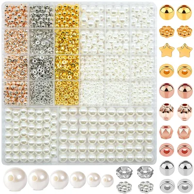 Weiße Bastelperlen 2031 Stück, 4–12 mm, DIY-Schmuckperlen