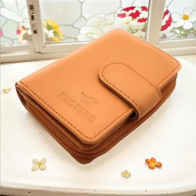 Produktbild von Mustang echt Leder Damen Mini Geldbörse Portemonnaie Urlaubsbörse orange