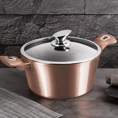 Produktbild von Berlinger Haus BH-1516 Rosegold Metallic LINE 28CM Kochtopf inkl. Deckel, Aluminium, 28 cm Durchmesser, Induktionsherd-geeignet, Antihaftbeschichtung