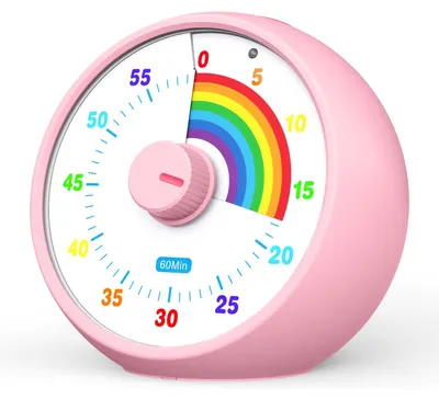 Imagen del producto de Temporizador visual de 60 minutos, con función de silencio, diseño con motivos de arcoíris, ideal para oficina y cocina