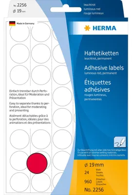 Image de Points de repère HERMA, diamètre : 19 mm, rouge vif
