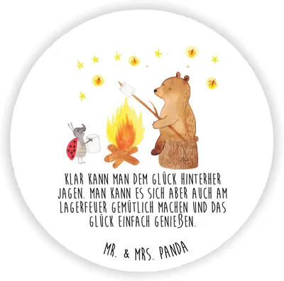 Produktbild von Mr. & Mrs. Panda Kühlschrankmagnet Bär & Marienkäfer Lagerfeuer - Weiß - Geschenk, magnet für kühlschrank, pinwand, pinnwand, Teddy, rundmagnet