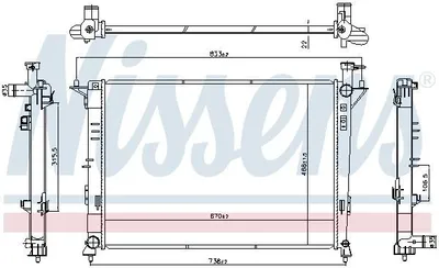 Produktbild von NISSENS 606824 Kühler Wasserkühler Motorkühler für KIA SORENTO III für HYUNDAI Santa Fé III (DM)