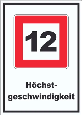 Produktbild von Höchstgeschwindigkeit 12 kmh nicht zu überschreiten Aufkleber mit Symbol und Text A0 (841x1189mm)