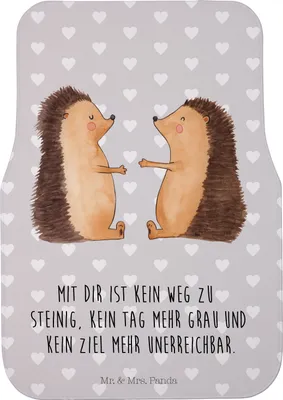 Produktbild von Mr. & Mrs. Panda Auto Teppich Igel Liebe - Grau Pastell - Geschenk, Hochzeit, Automatte, Hochzeitstag, Auto-Fußmatte, Fußmatte Fürs, Autoteppich, Freundin, Verlobt