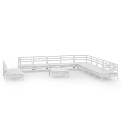 Produktbild von 12-tlg. Garten-Lounge-Set Massivholz Kiefer Weiß