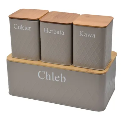 Imagen del producto de Caja para pan con tabla de bambú y 3 recipientes de almacenamiento