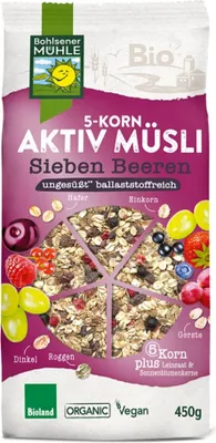Immagine prodotto di muesli attivo ai 5 cereali - Sette Bacche  450g