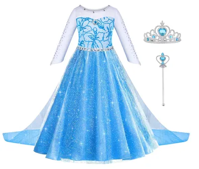Prinzessinnen-Kleid-Set mit Krone und Zauberstab, 120 cm