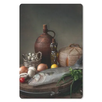 Produktbild von MuchoWow® Mauspad Mousepad Rustikal - Fisch - Stilleben - Gemüse - Kräuter 18x27 cm - Mousepads - Maus Mat - Pad - Mausunterlage