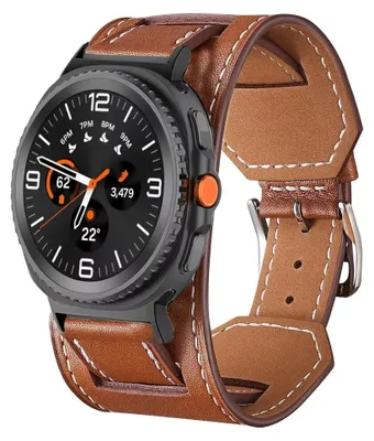 Obrázok produktu pre Kožené náramok – Galaxy Watch 8 Classic 46 mm – Pohodlný – Kovová spona – Hnedý