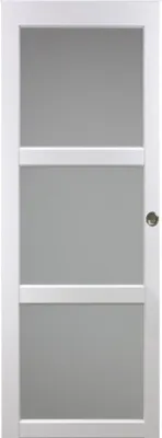 Image de Porte Coulissante Kenya blanc Vitree H204 x L73 et Coquilles