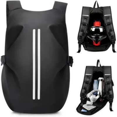 Produktbild von Motorradrucksack Wasserdichter Helmrucksack Schwarz L