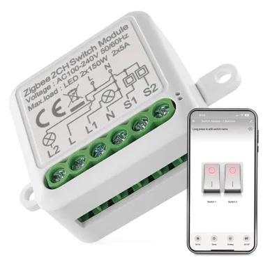 Produktbild von EMOS GoSmart Lichtschalter-Modul / Zigbee mit App, Unterputz Relais-Schalter zur Fernsteuerung, Sprachsteuerung, für Doppelschalter, H5102
