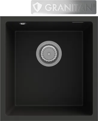 Immagine prodotto di Granitan | Lavello in granito Mini 45 - Cromo - Da incasso con vasca profonda - Compatto e moderno