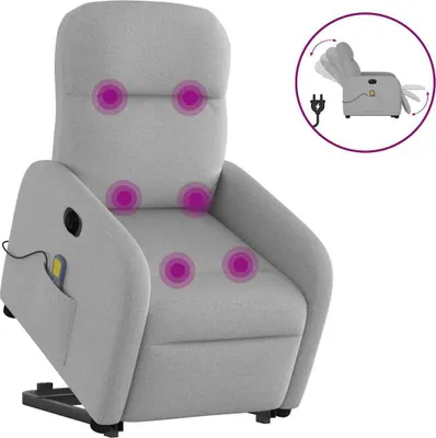Image de Fauteuil inclinable de massage électrique gris nuage tissu