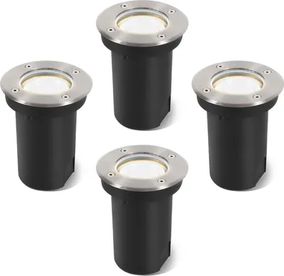 Immagine prodotto di Hengda 4x 3W Faretto da incasso a pavimento orientabile IP67 per esterni a LED, faretto da pavimento, lampada da pavimento, bianco neutro - corpo in argento