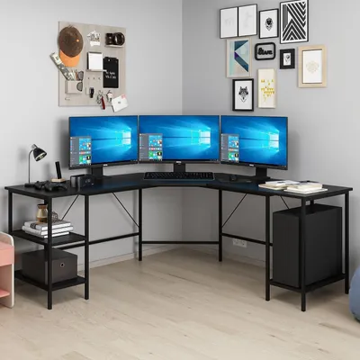 Produktbild von Skye Decor, Power L - 8537 - Black, Schreibtisch, Schwarz, 100 % MELAMINBESCHICHTETE SPANPLATTEN, 180 x 60 x 76 cm