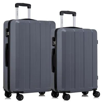 Produktbild von Reisekoffer Set mit Trolley, Handgepäck und Hartschalenkoffern, 4 Rollen 360°, Zahlenschloss, Gummigriff (2-teilig, L&XL, Grau)