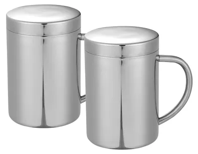 Edelstahl-Thermobecher mit Deckel, 2er Set, 300 ml, Camping