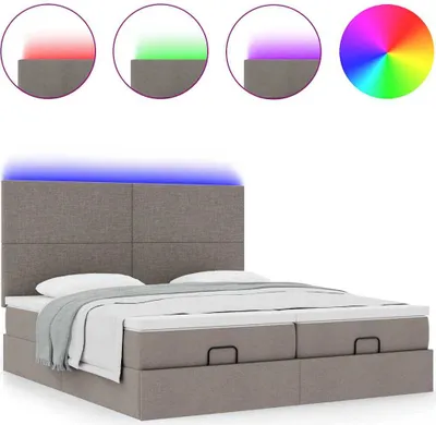 Produktbild von Ottoman-Bett mit Matratzen & LEDs Taupe 200x200 cm Stoff
